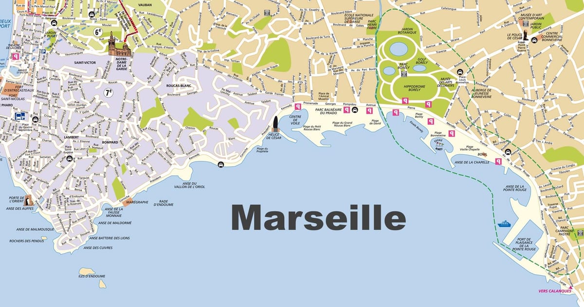 Marseille ströndum kort