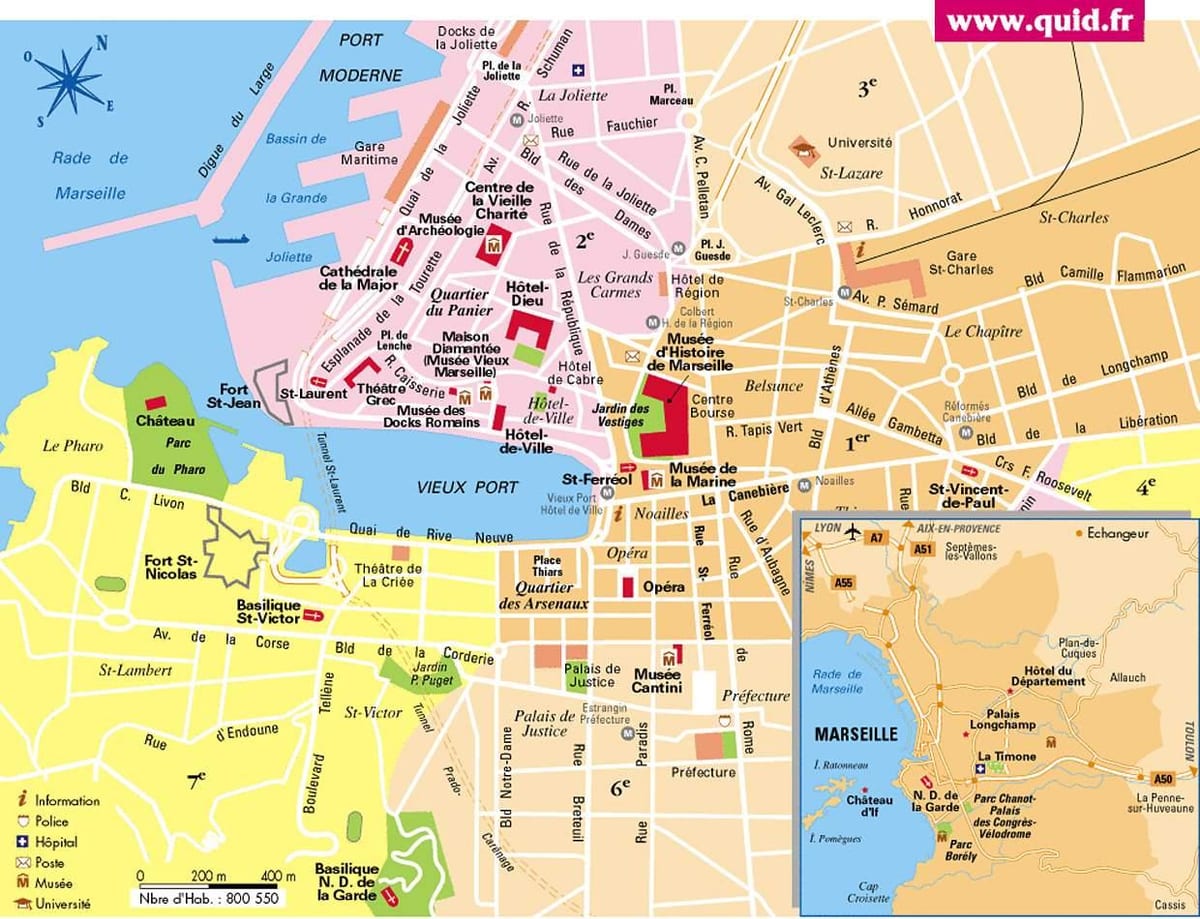 Marseille frakklandi korti af borginni