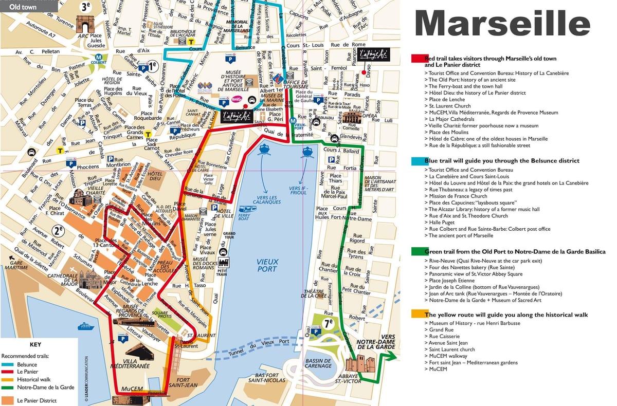 ferðamaður kort af Marseille frakklandi