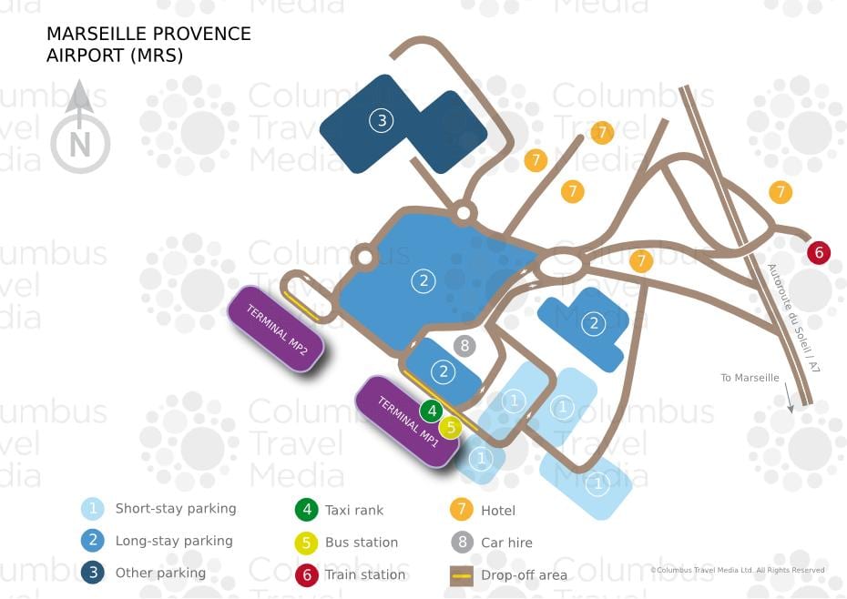 Marseille flugstöðina kort