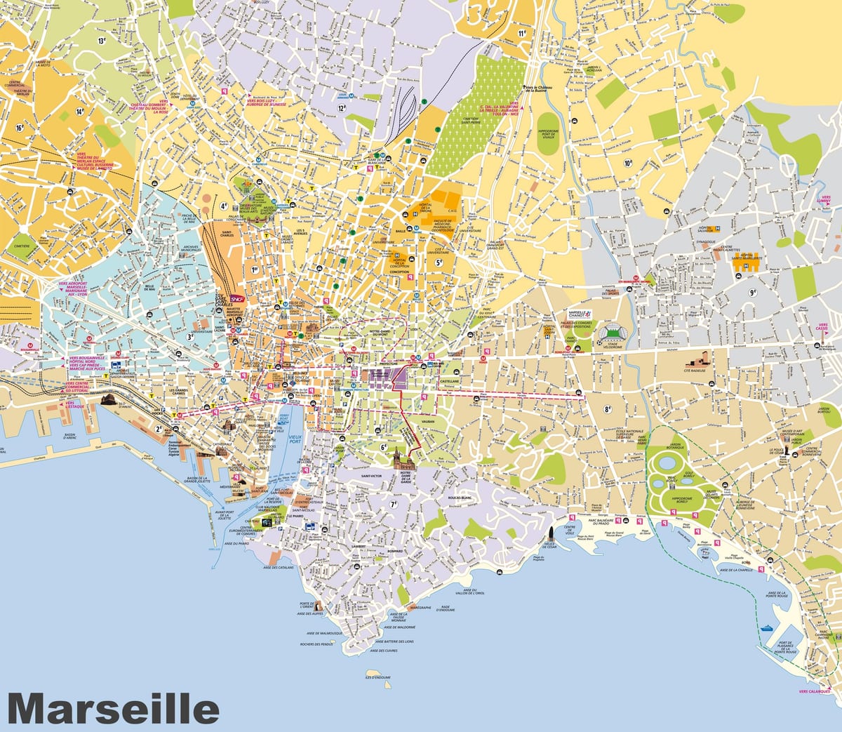 kort af Marseille hverfið