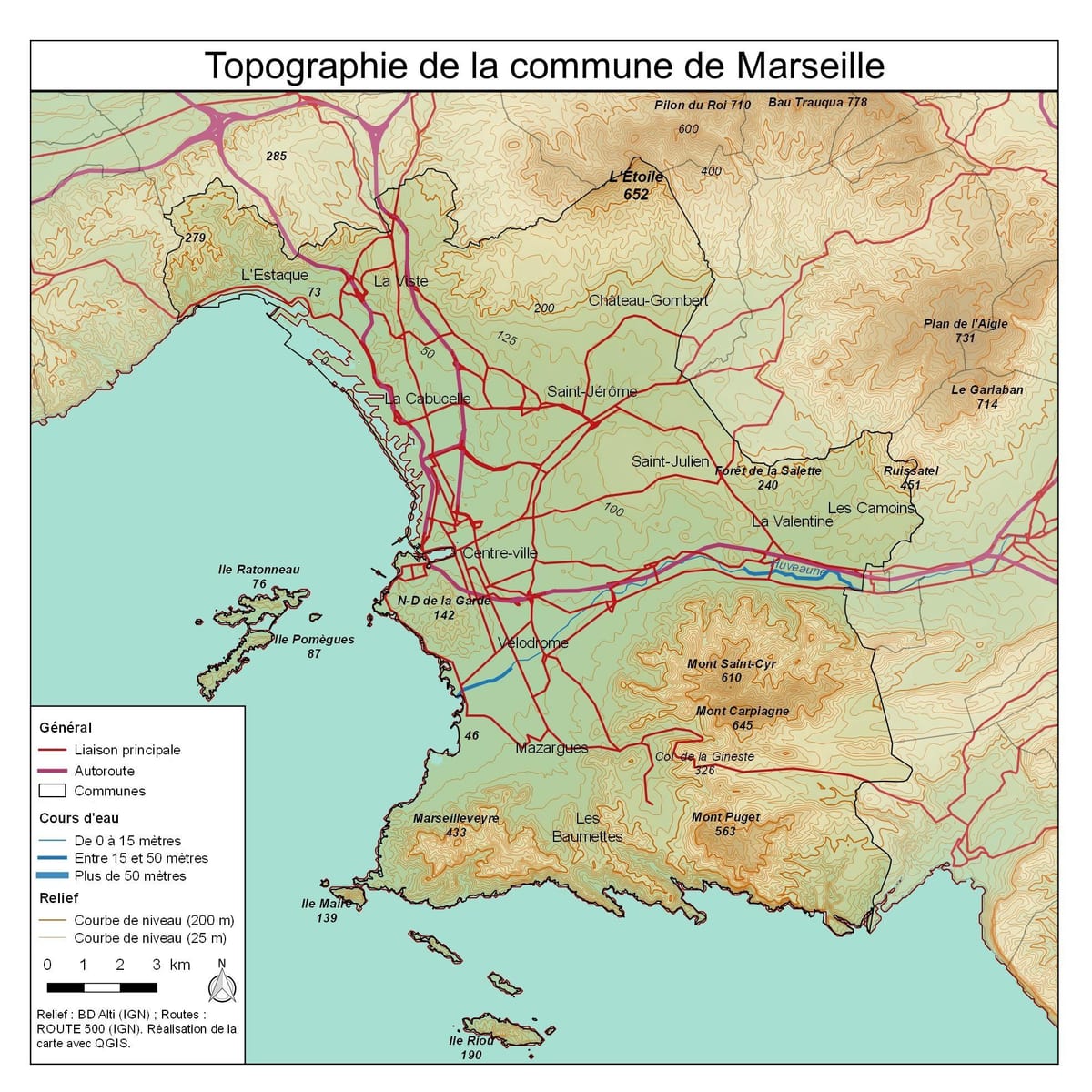 landslaginu kort af Marseille