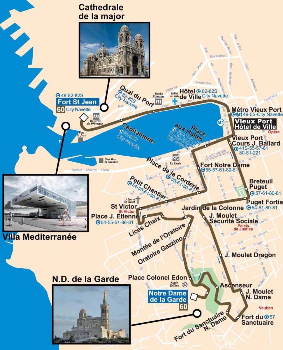 kort af Marseille strætó 60 kort