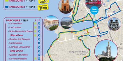 Hoppaðu á hop af strætó Marseille frakklandi kort