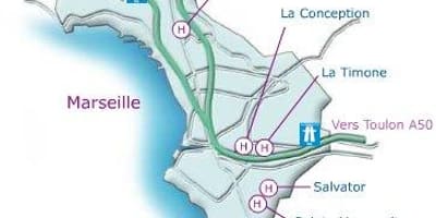 Kort af Marseille sjúkrahús