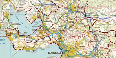Kort af veginum Marseille